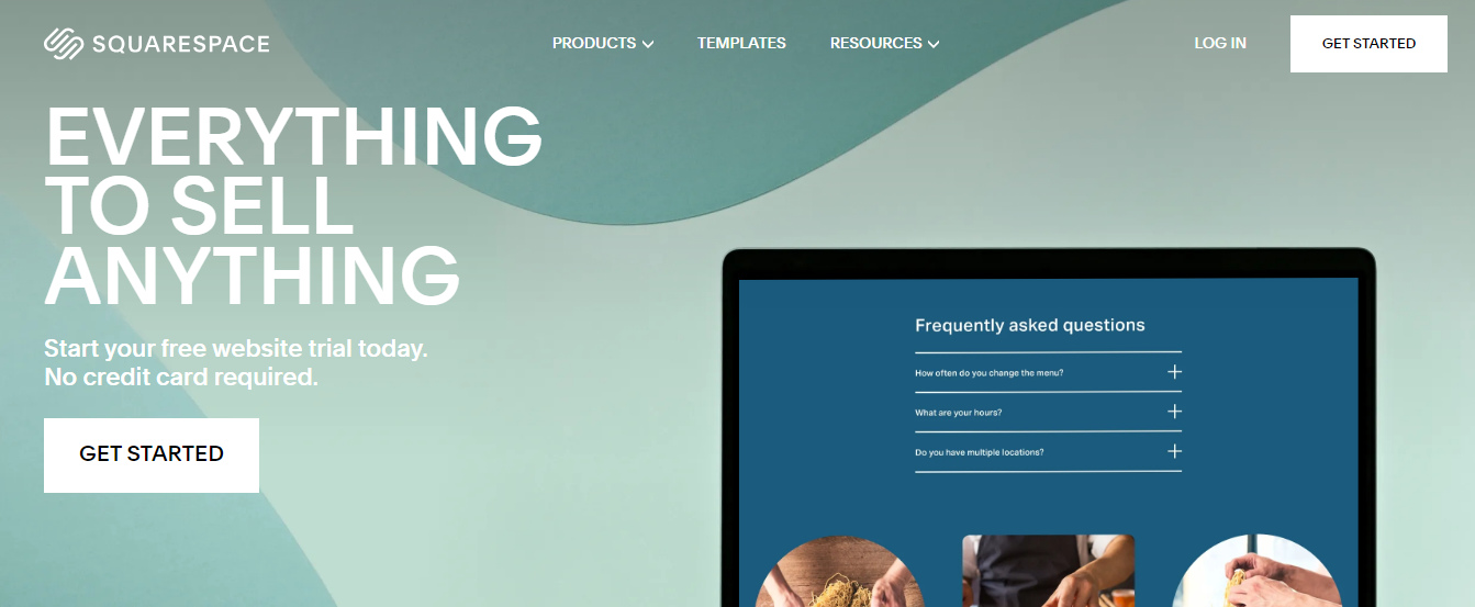 Visit the Squarespace website and click on the 'Get Started' button.